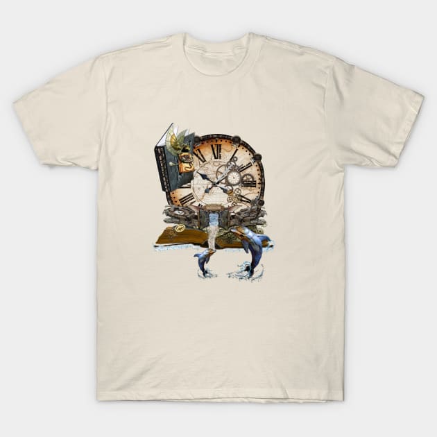 Steam-punk ocean library T-Shirt by Just Kidding by Nadine May